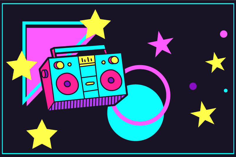 Original placemat colorful retro boom box - TenStickers