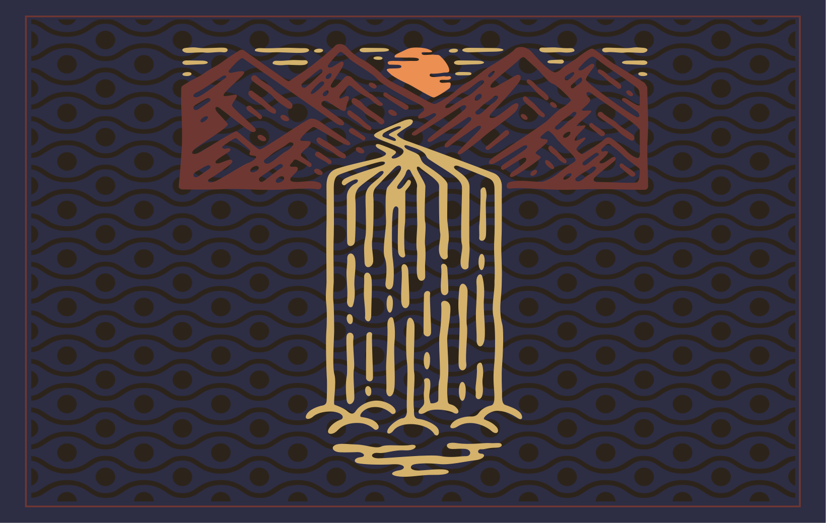 Original placemat mountain waterfall scene - TenStickers