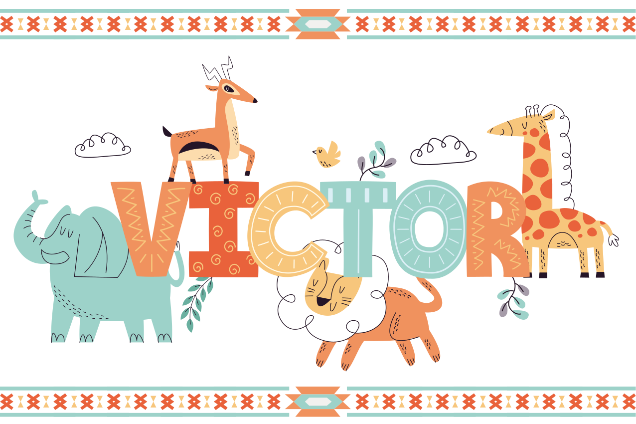 Jungle animals  personalized name kids placemats - TenStickers