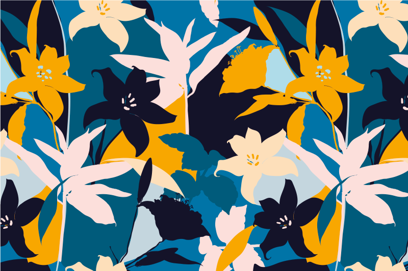 Original placemat floral teal design - TenStickers