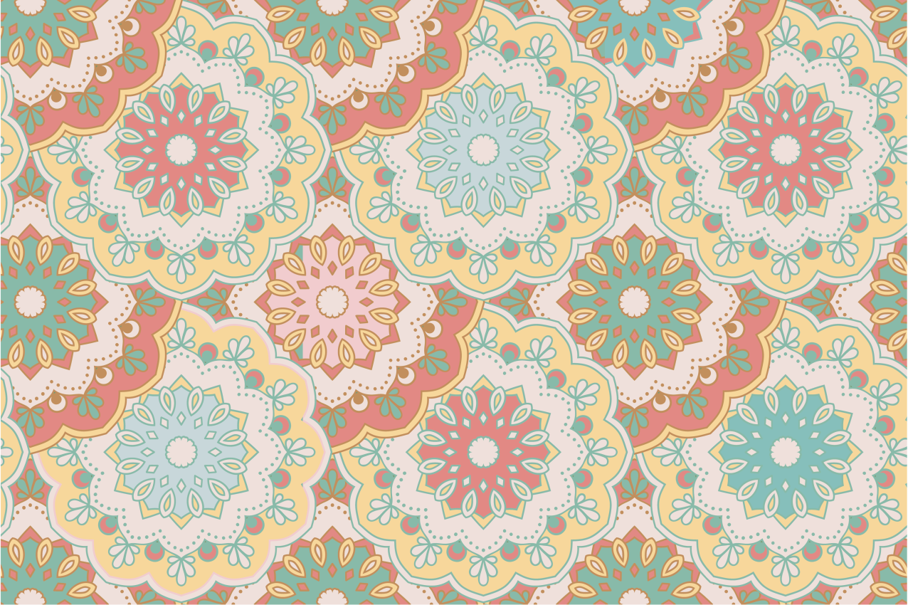 Colorful floral patterns placemat - TenStickers