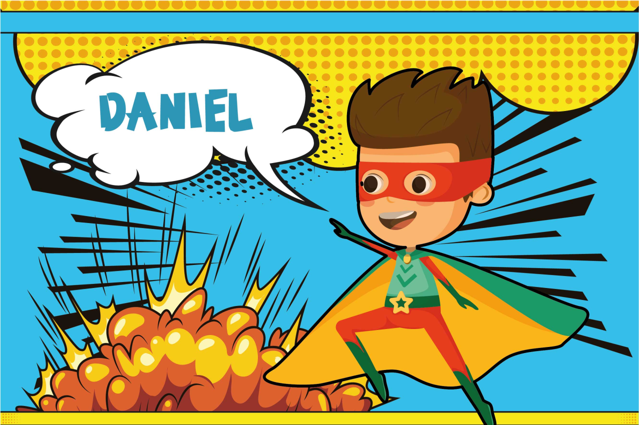 Comic super hero Personalised placemats - TenStickers