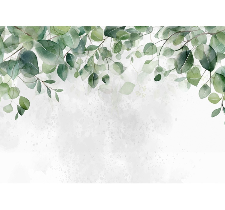 Gentle green twigs kitchen mural - TenStickers