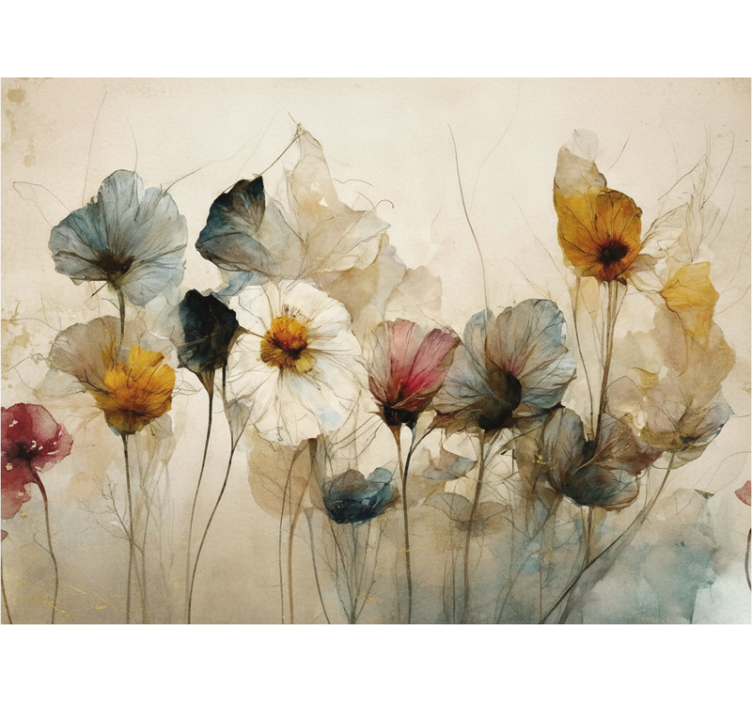 Wall mural of dried beautiful flowers - TenStickers