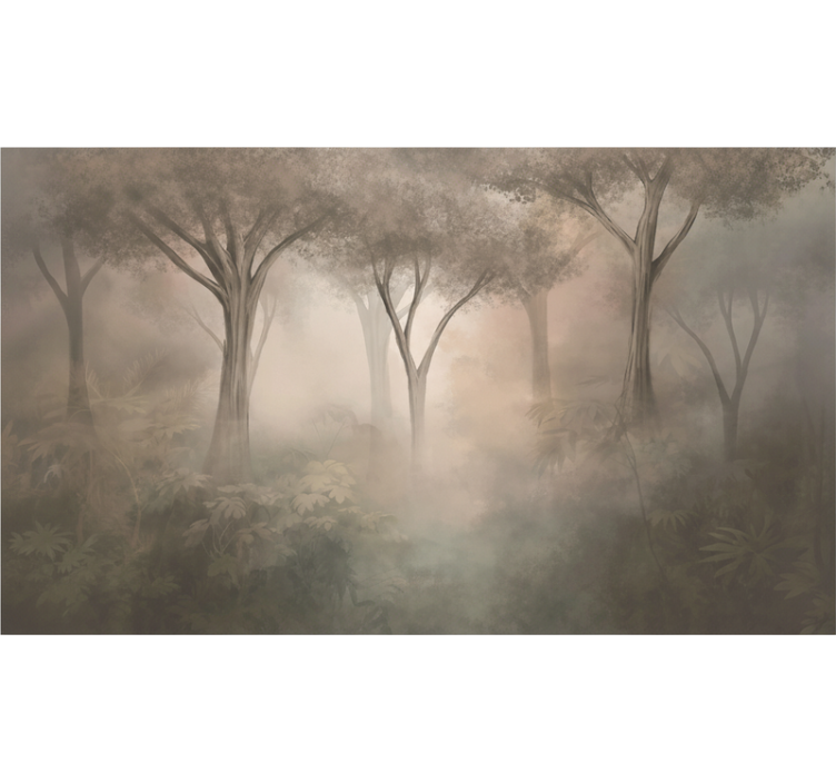 Forest wall mural misty sepia woods - TenStickers