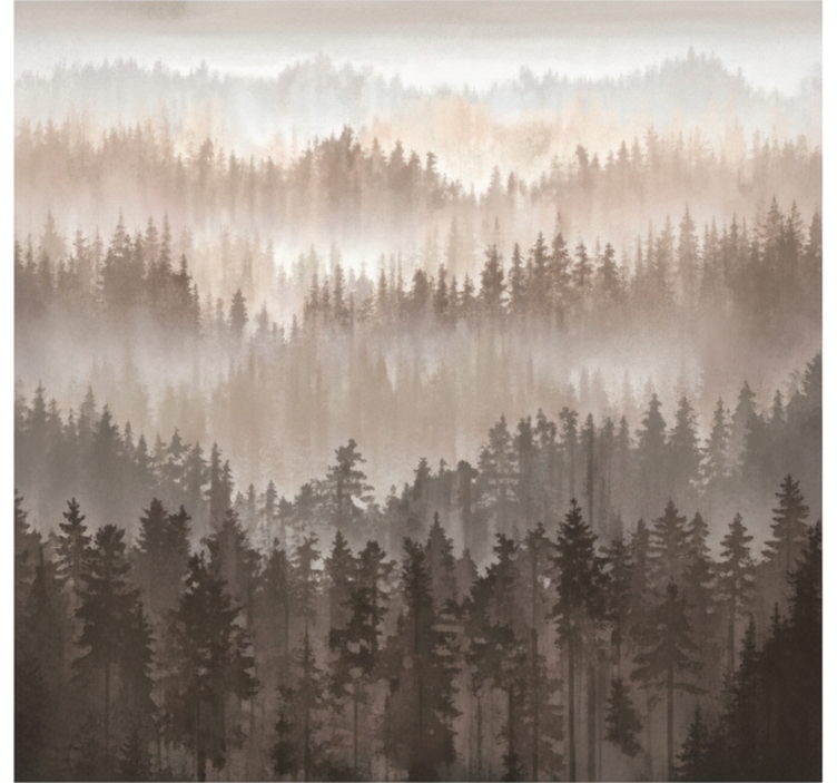 Landscape mural wallpaper wooden forest layers - TenStickers