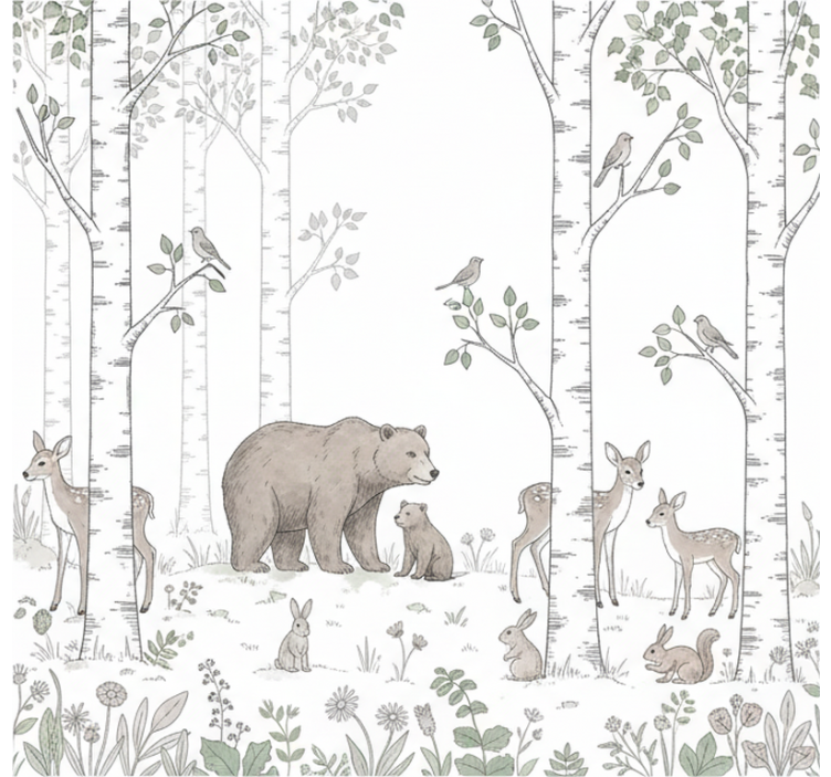 Forest wall mural playful woodland design - TenStickers
