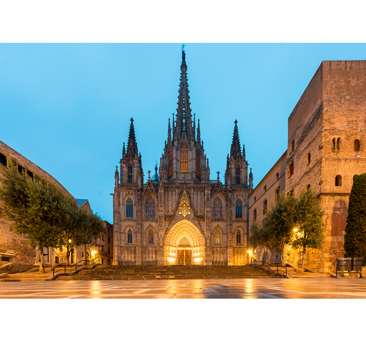 Gothic Cathedral Night Barcelona mural - TenStickers