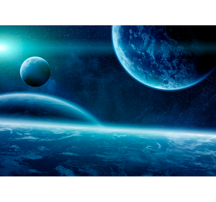 Blue space fantasy wall mural - TenStickers