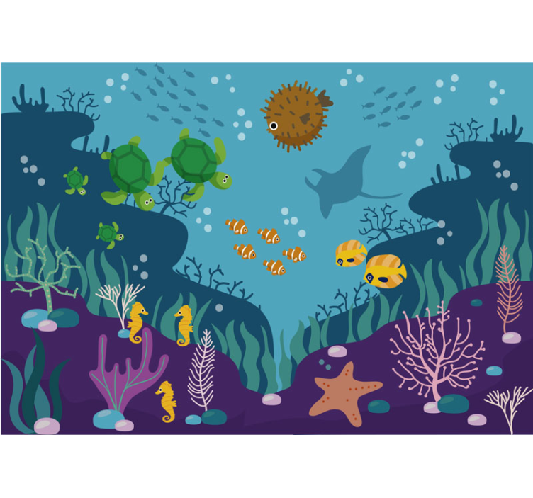 Underwater Cartoon Scene nursery mural - TenStickers
