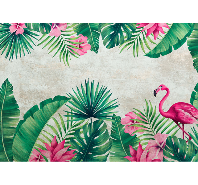 Flamingos and palms nature wall mural - TenStickers