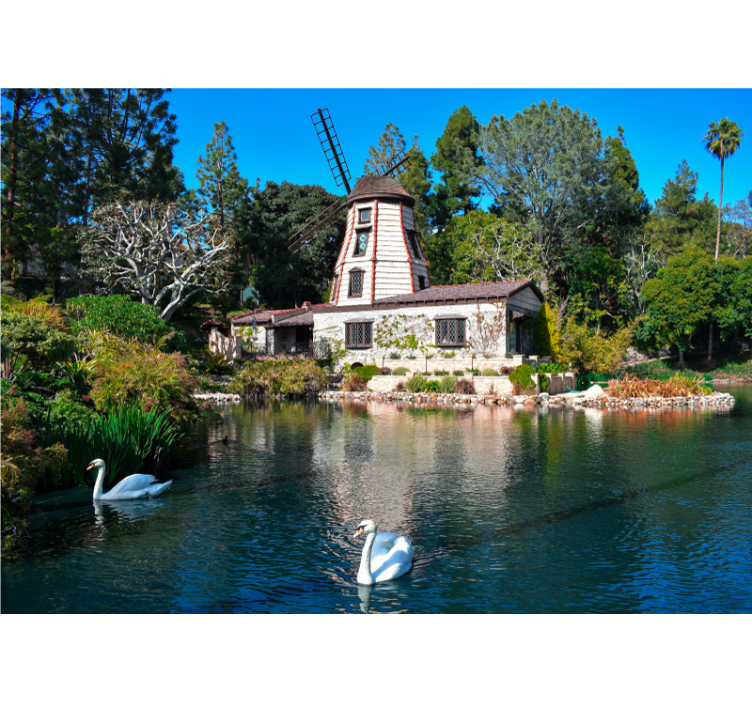 Charming Windmill Retreat landscape mural wallpaper - TenStickers