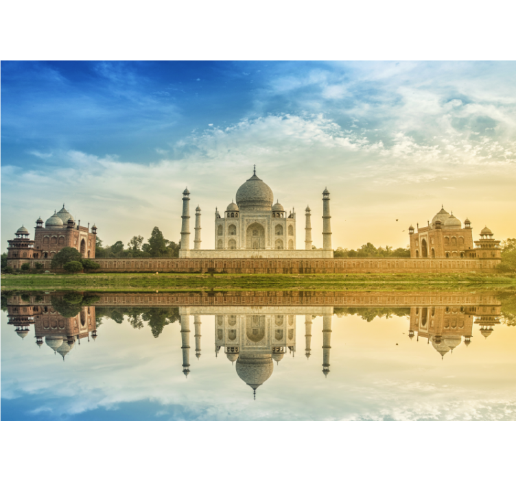 City wall mural taj mahal reflection - TenStickers