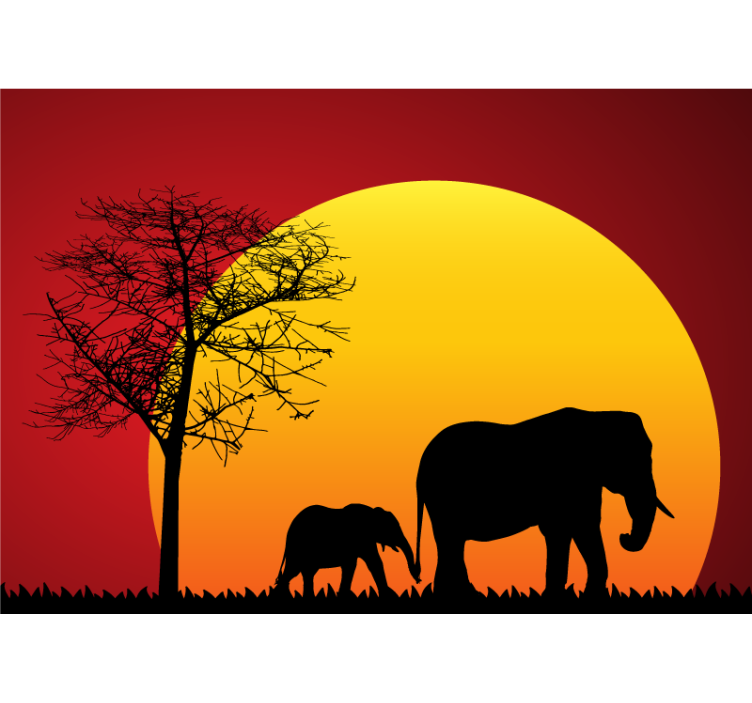Savannah sunset africa wall mural - TenStickers