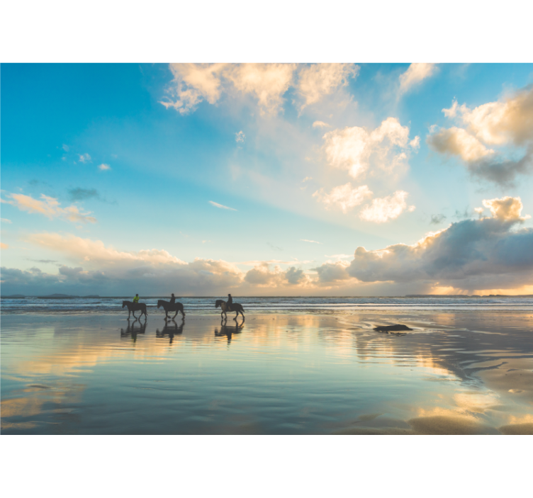 Landscape mural wallpaper seaside horse riders - TenStickers