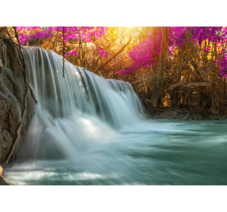 Spring landscape with Waterfall Wall Mural - TenStickers