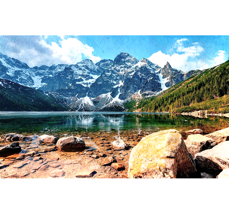 Polish Tatra lake and snow Mountain wall mural - TenStickers