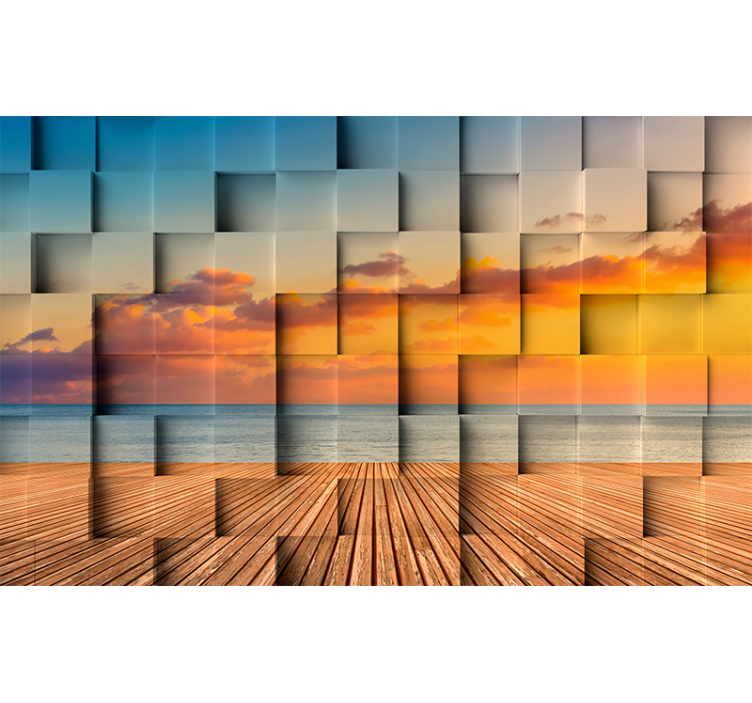 3d wall mural sunset ocean view - TenStickers
