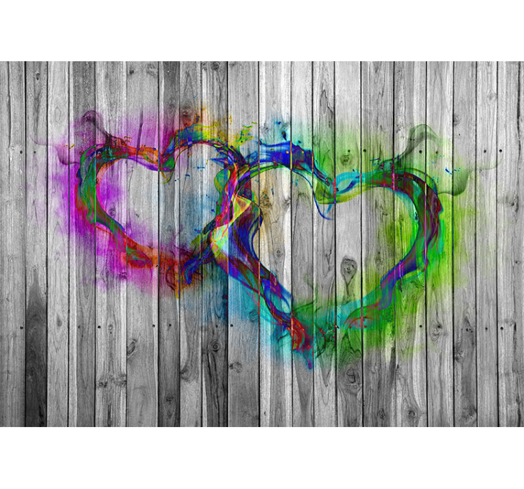 Colorful Heart Forms love wall mural - TenStickers