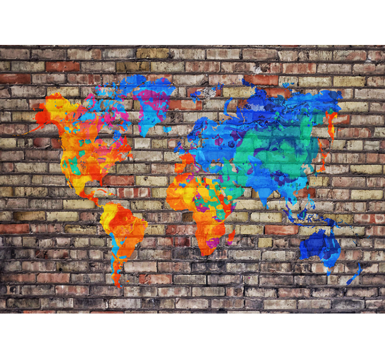Political full color  world map mural - TenStickers