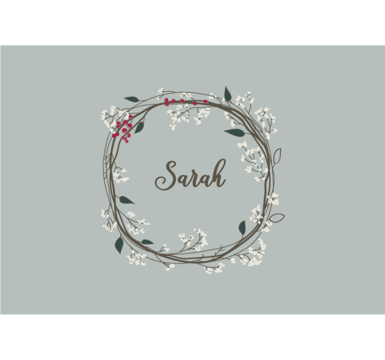 Floral name circle children wall mural - TenStickers