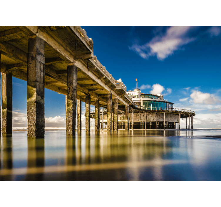 Coastal Pier Serenity landscape mural wallpaper - TenStickers