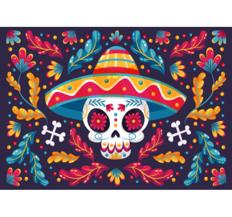 Animal wall mural colorful sugar skull - TenStickers