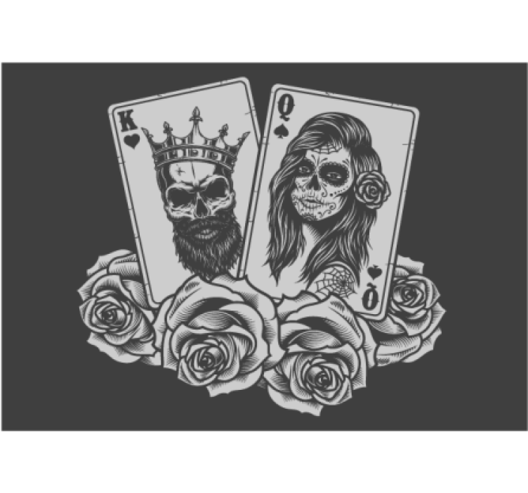 Skull Playing Cards painting wall mural - TenStickers