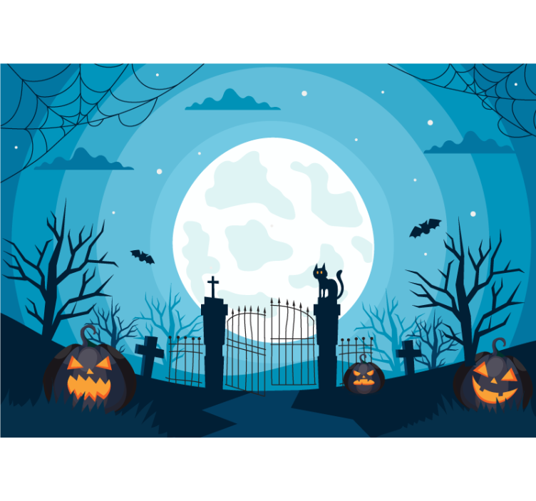 Graveyard at night Bedroom Mural Wallpaper - TenStickers