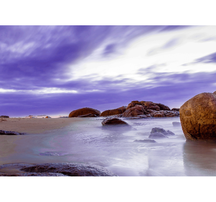 Mountain wall mural rocky beach landscape - TenStickers