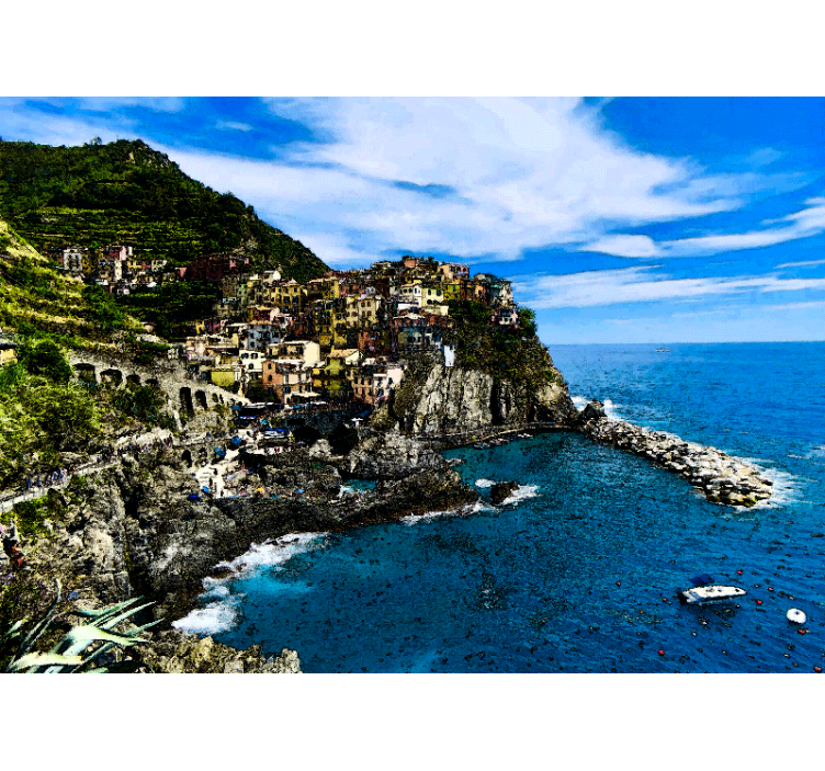 Italian town in the coast wall mural - TenStickers