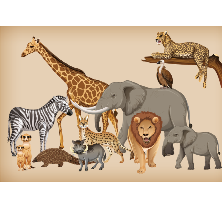 Savanna Wildlife Collection animal wall mural - TenStickers