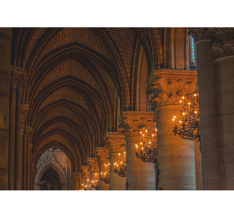 Gothic Archways with Chandelier classic art wall mural - TenStickers