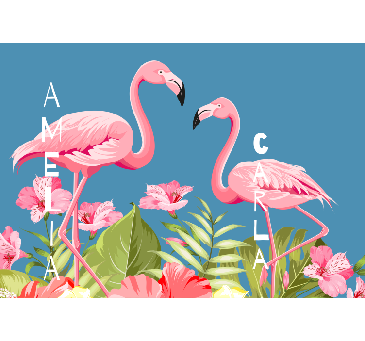 Flamingos and Blooms animal wall mural - TenStickers