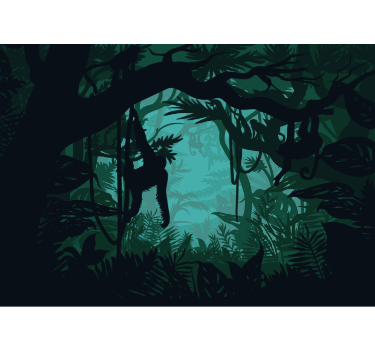 Forest with jungle animals wall mural - TenStickers