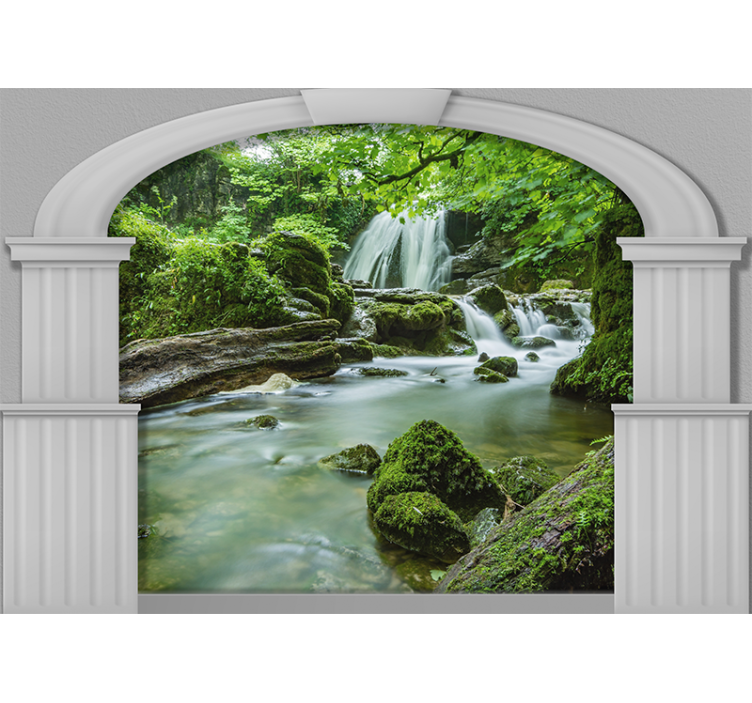 3D pilars with Waterfall Wall Mural - TenStickers