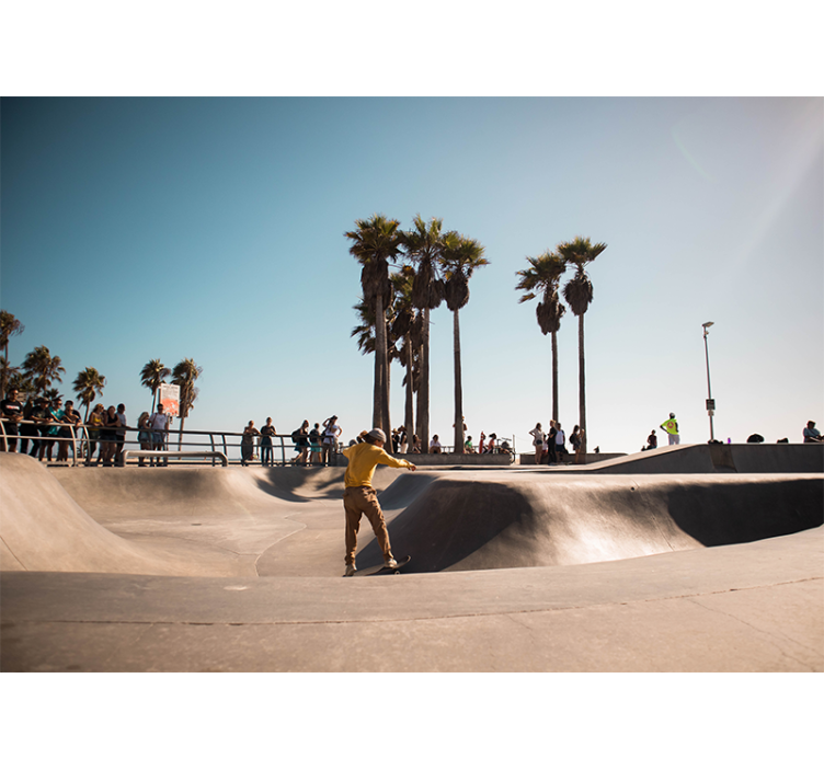 Skate palm tree road wall mural - TenStickers