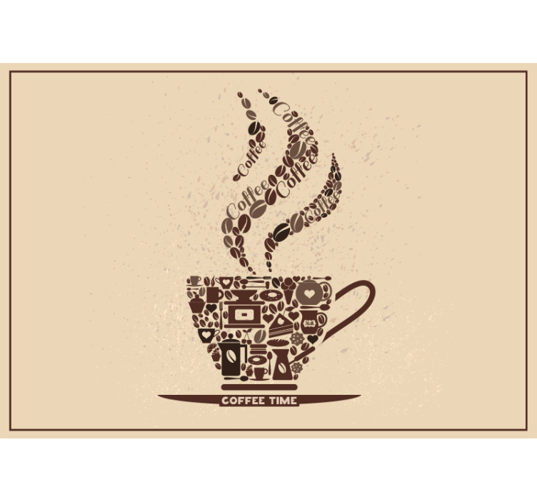 Coffee Time Phrase mural quote - TenStickers