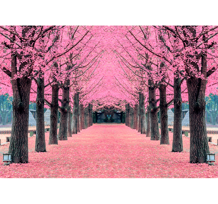 Pink trees nami island wall mural - TenStickers