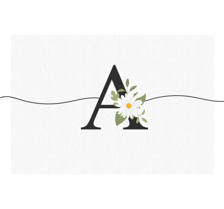 Teenage wall mural personalized initial with daisy - TenStickers