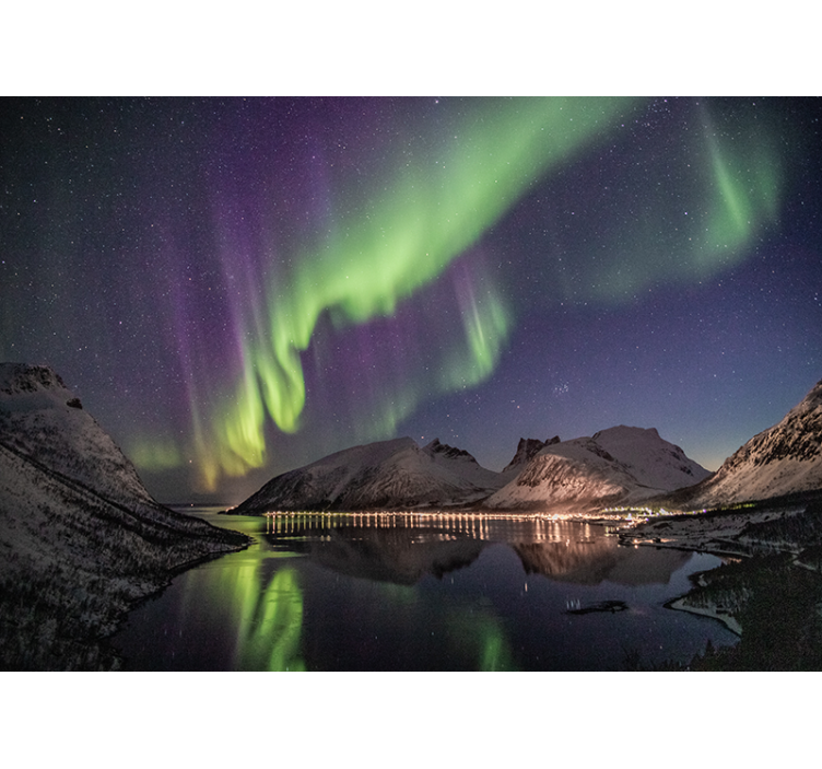 Sky mural aurora borealis reflection - TenStickers