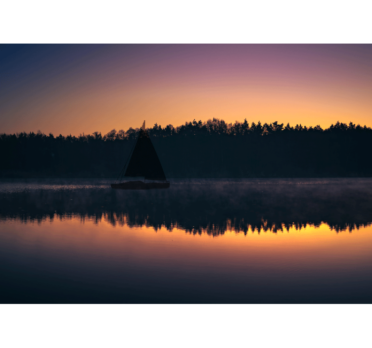Mazury Sailboat Sunset lake wall mural - TenStickers