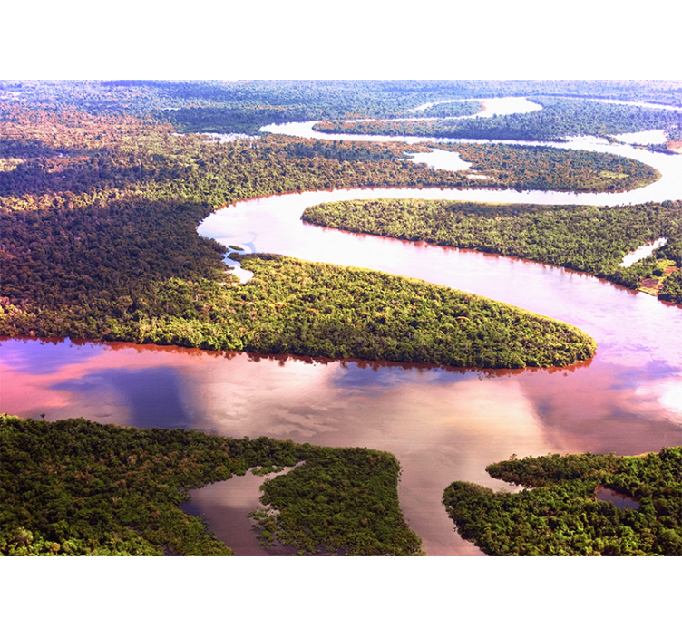 Winding river landscape landscape mural wallpaper - TenStickers