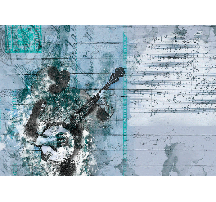 Music mural musician playing banjo - TenStickers