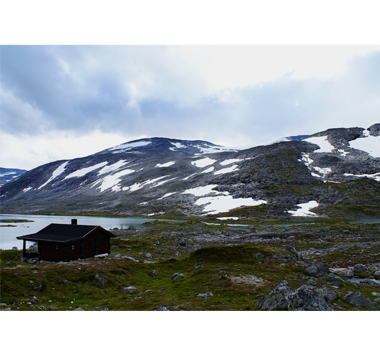 Landscape mural wallpaper mountain lake retreat - TenStickers