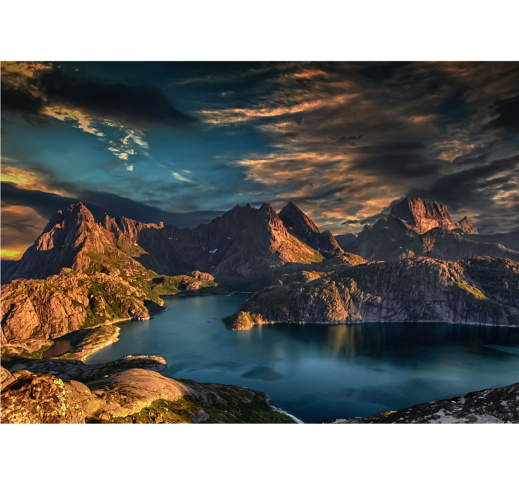 Landscape mural wallpaper majestic mountain lake - TenStickers