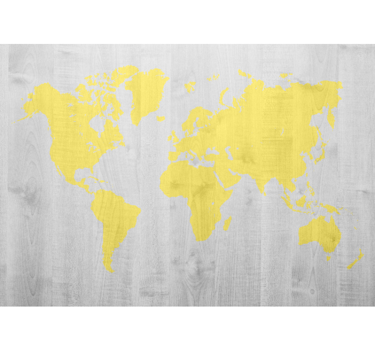 Yellow world map wall mural - TenStickers