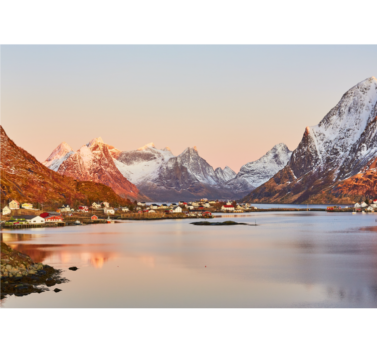 Landscape mural wallpaper mountainous coastal calm - TenStickers