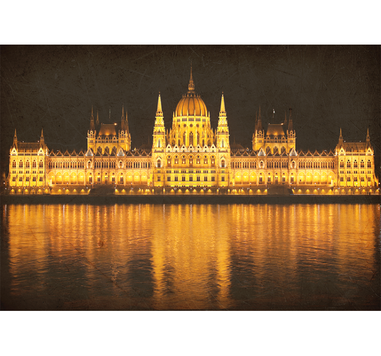 City wall mural budapest night view - TenStickers