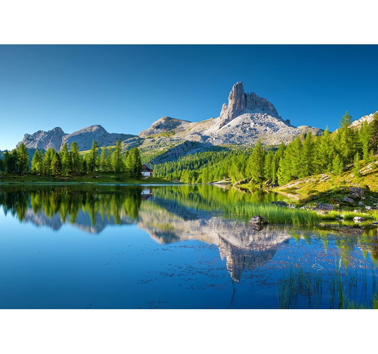 Landscape mural wallpaper mountain reflections - TenStickers
